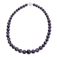 543.00 ctw Premium Bi-Color Amethyst 10-17mm Beads Necklace 20 Inches in Rhodium Over Sterling Silver