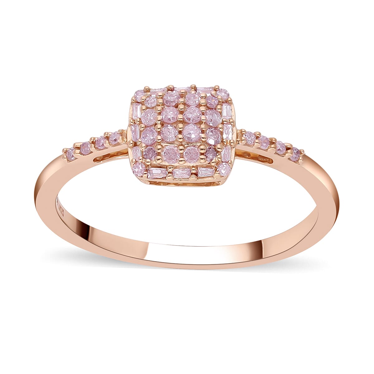 LUXORO 10K Rose Gold I3 Natural Pink Diamond Cluster Ring 0.25 ctw