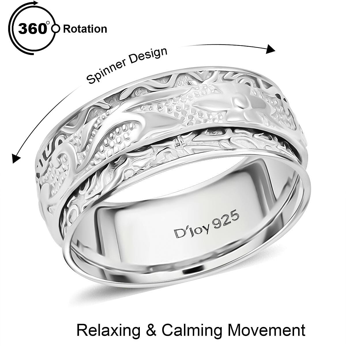 D'Joy Sterling Silver Band Ring (Size 9.0) (5.15 g)