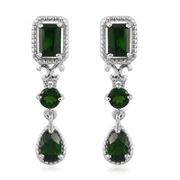 Natural Chrome Diopside Dangle Earrings in Platinum Over Sterling Silver 2.75 ctw