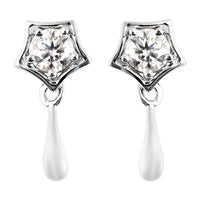 LucyQ White Moissanite VS EF Earrings in Rhodium Over Sterling Silver 0.75 ctw