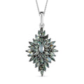 Narsipatnam Alexandrite Cluster Pendant Necklace 20 Inches in Rhodium & Platinum Over Sterling Silver 7.25 Grams 3.90 ctw - Sticky add to cart bar