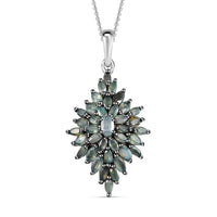 Narsipatnam Alexandrite Cluster Pendant Necklace 20 Inches in Rhodium & Platinum Over Sterling Silver 7.25 Grams 3.90 ctw
