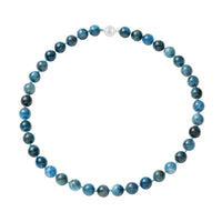 368.50 ctw Blue Apatite 9-11mm Beaded Necklace 18 Inches in Rhodium Over Sterling Silver