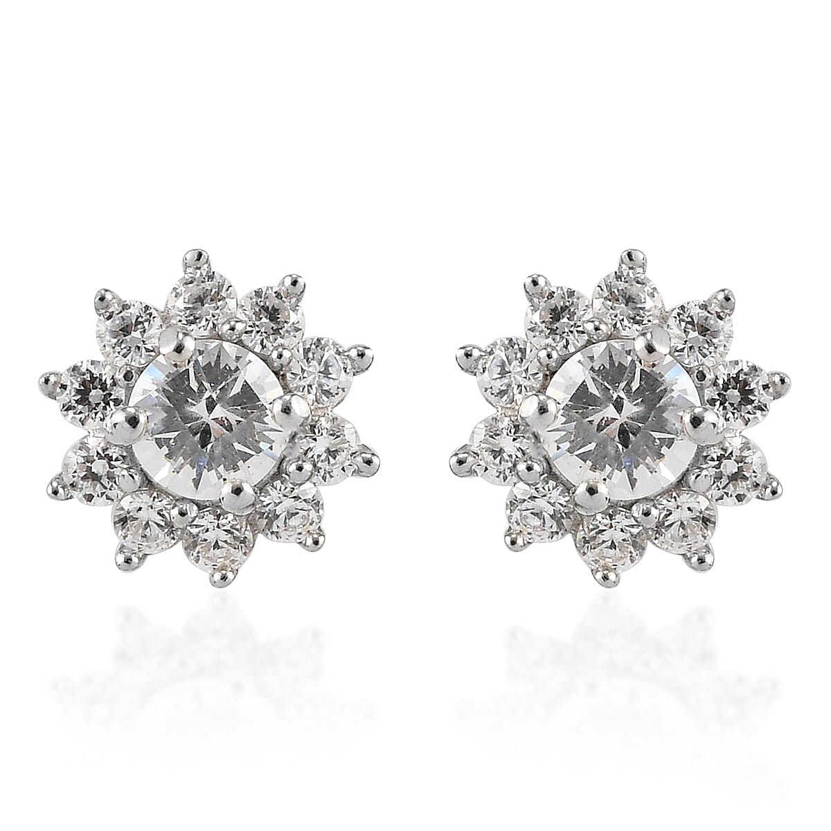 LUSTRO STELLA Made with Finest Lavender & White CZ Stud Earrings in Platinum Over Sterling Silver 1.75 ctw