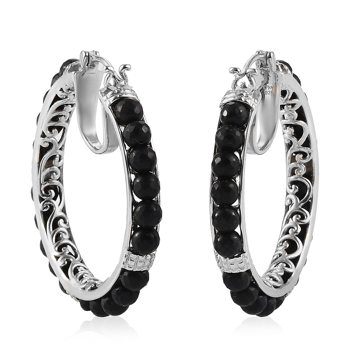 Earrings Information Type	Hoop Earrings Metal	Sterling Silver Height	42 mm Clasp	Hinged Hoop Plating	Platinum Plating