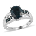 Teal Grandidierite, Diamond Ring in Platinum Over Sterling Silver (Size 10.0) 3.20 ctw - Sticky add to cart bar