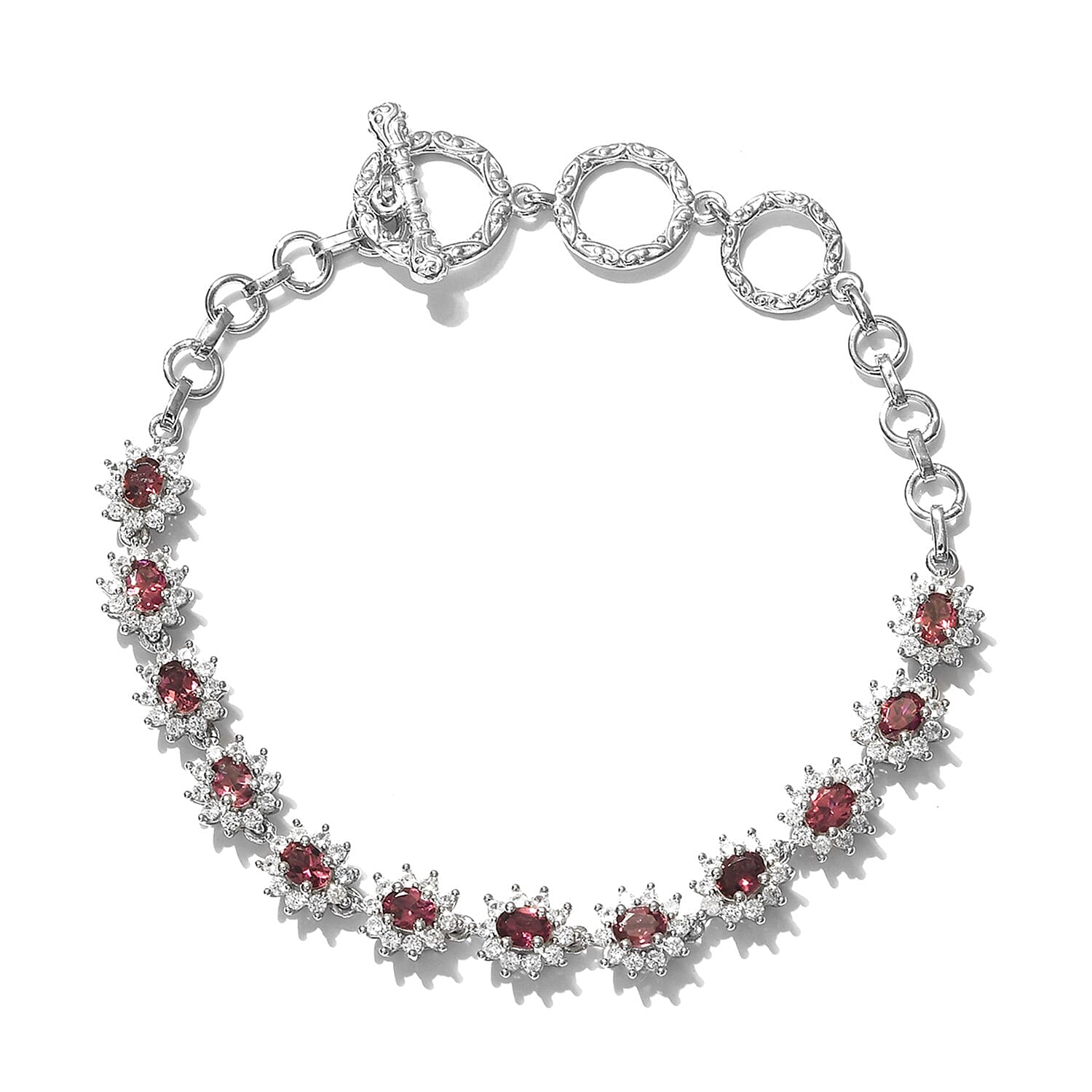 Narsipatnam Alexandrite and Zircon Tennis Bracelet in Platinum Over Sterling Silver (6.50 In) 9.10 Grams 4.50 ctw