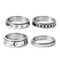 Set of 4 Stress Buster Spinner Ring in Stainless Steel (Size 9.0)