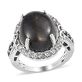 Golden Sheen Moonstone and Multi Gemstone Ring in Platinum Over Sterling Silver (Size 8.0) 11.40 ctw - Sticky add to cart bar