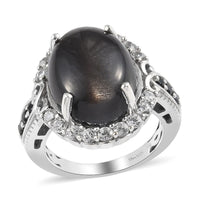 Golden Sheen Moonstone and Multi Gemstone Ring in Platinum Over Sterling Silver (Size 8.0) 11.40 ctw