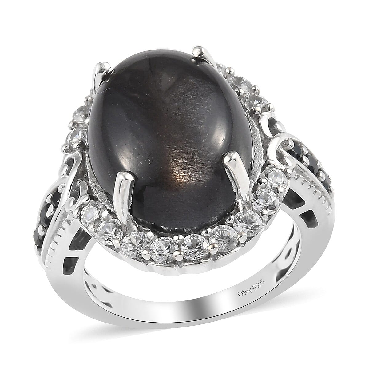 Golden Sheen Moonstone and Multi Gemstone Ring in Platinum Over Sterling Silver (Size 8.0) 11.40 ctw (1)
