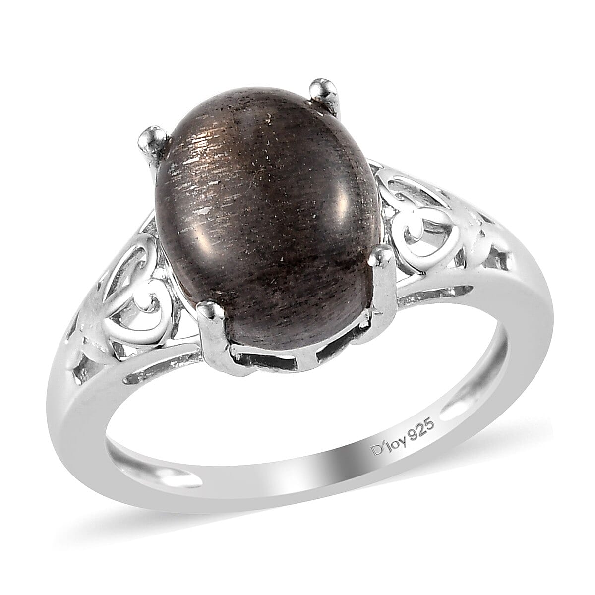 Golden Sheen Moonstone Solitaire Ring in Platinum Over Sterling Silver (Size 9.0) 3.10 ctw