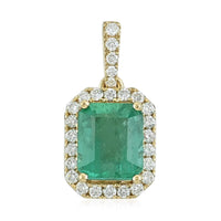ILIANA AAA Kagem Zambian Emerald and Diamond G-H SI Pendant in 18K Yellow Gold 2.50 ctw