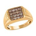 Natural Champagne Diamond 1.00 ctw Men's Ring in Vermeil Yellow Gold Over Sterling Silver (Size 10.0) - Sticky add to cart bar