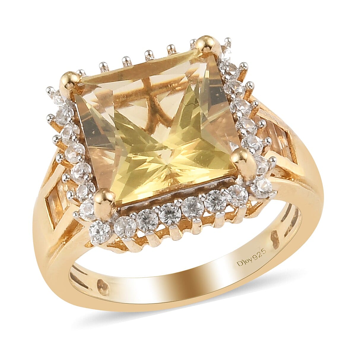 Mexican Yellow Labradorite and Multi Gemstone Fancy Ring in Vermeil Yellow Gold Over Sterling Silver (Size 6.0) 5.20 ctw