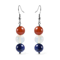 46.50 ctw Multi Gemstones Beads Earrings in Stainless Steel