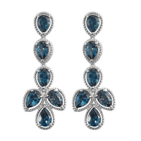 9.80 ctw London Blue Topaz Dangle Earrings in Platinum Over Sterling Silver