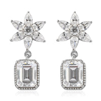 12.90 ctw Platinum Over Sterling Silver Dangling Earrings Made with Zirconia from Swarovski