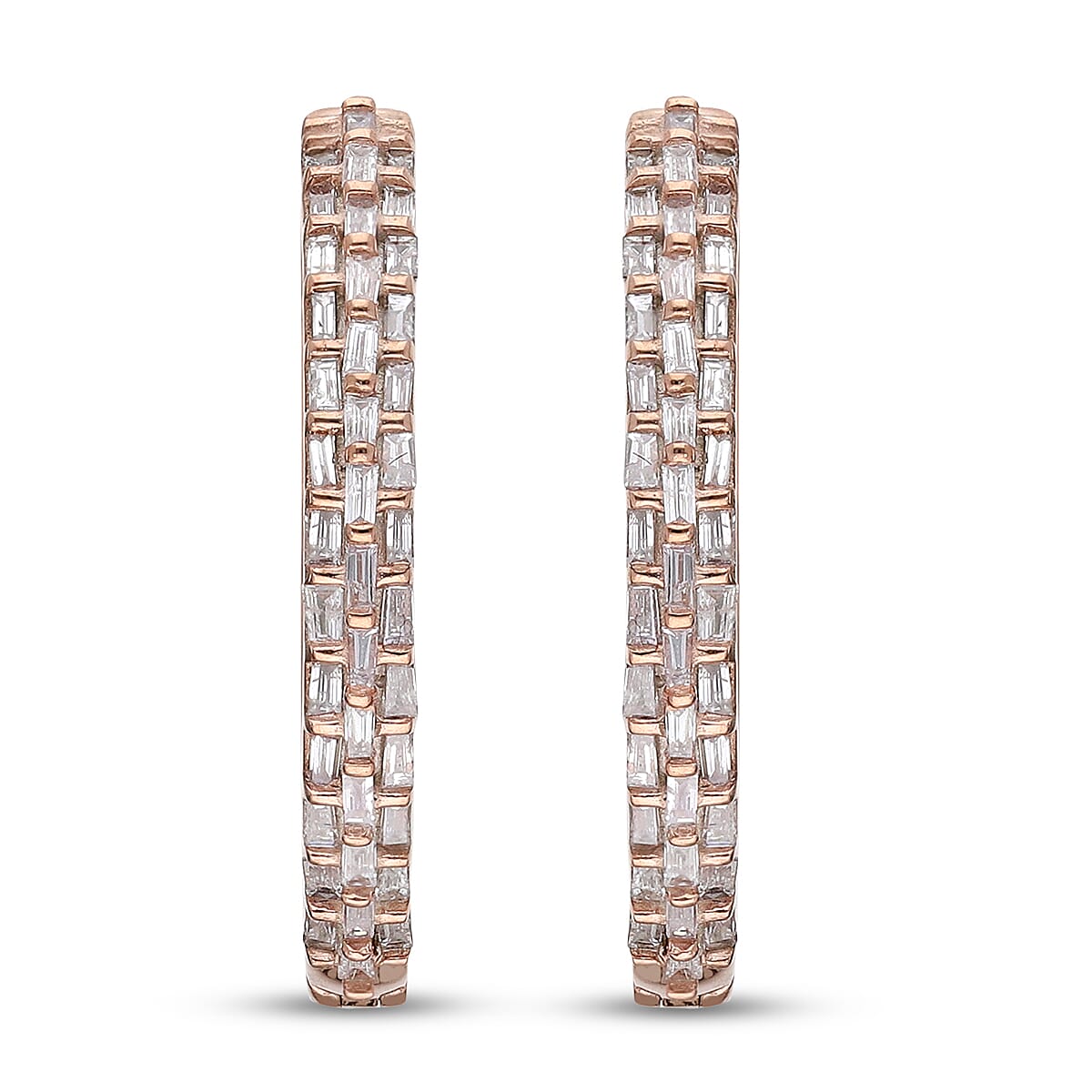 Natural Pink Diamond I3 Hoop Earrings in Vermeil Rose Gold Over Sterling Silver 0.50 ctw