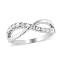 Moissanite VS EF Infinity Ring in Rhodium Over Sterling Silver (Size 11.0) 0.40 ctw