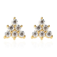 White Moissanite (VS-EF) Trinity Inspired Stud Earrings in Vermeil YG Over Sterling Silver 0.40 ctw
