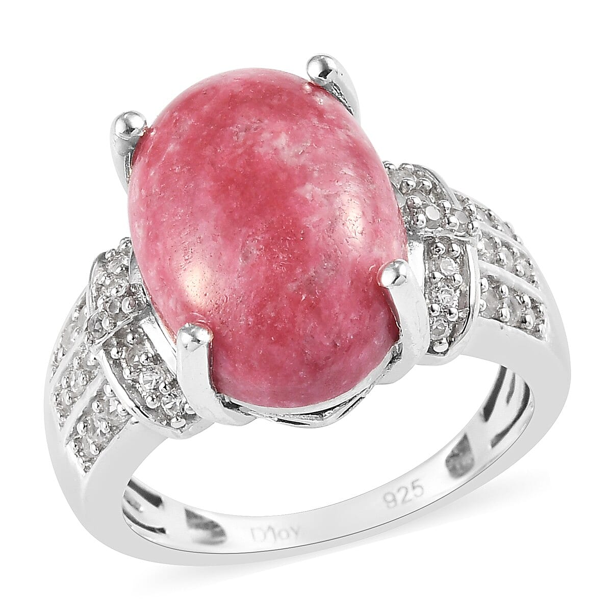 6.70 ctw Norwegian Thulite and Zircon Ring in Platinum Over Sterling Silver (Size 9.0) (1)