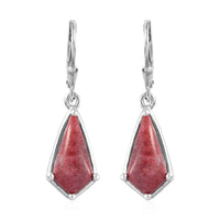 9.60 ctw Norwegian Thulite Earrings in Platinum Over Sterling Silver