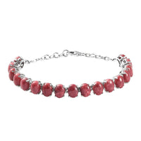 25.75 ctw Norwegian Thulite Bracelet in Platinum Over Sterling Silver (7.25 In) 8.75 Grams