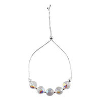 Aurora Borealis Crystal Bolo Bracelet in Sterling Silver