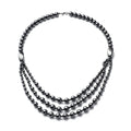 Hematite Beaded Layered Necklace 20 Inches in Silvertone - Sticky add to cart bar