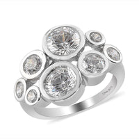 LUSTRO STELLA Made with Finest CZ Bubble Cocktail Ring in Platinum Over Sterling Silver 5.00 ctw