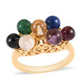 Multi Gemstone 7 Stone Look Ring in 14K Yellow Gold Over Copper 7.00 ctw - Sticky add to cart bar