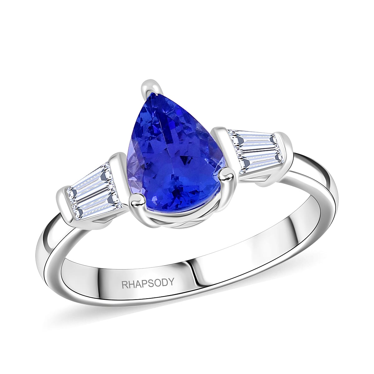 RHAPSODY 950 Platinum AAAA Tanzanite and Diamond E-F VS Ring (Size 9.0) 4.90 Grams 1.40 ctw