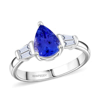 RHAPSODY 950 Platinum AAAA Tanzanite and Diamond E-F VS Ring (Size 9.0) 4.90 Grams 1.40 ctw