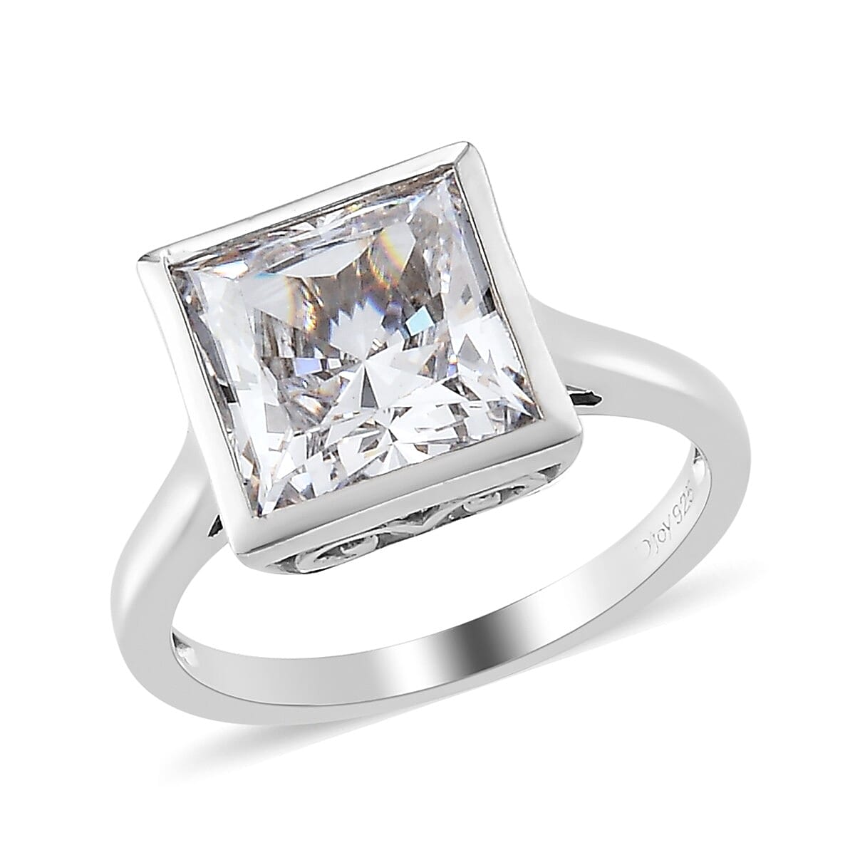 LUSTRO STELLA Made with Finest CZ Solitaire Ring in Platinum Over Sterling Silver (Size 10.0) 6.75 ctw (1)