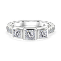 J Francis Zirconia by Swarovski 2.15 ctw Ring in Platinum Over Sterling Silver (Size 5.5)
