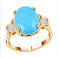 Iliana 18K Yellow Gold AAA Sleeping Beauty Turquoise and G-H SI Diamond Ring (Size 6.0) 5.10 Grams 4.30 ctw - Sticky add to cart bar