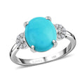 CERTIFIED ILIANA 18K White Gold AAA AMERICAN Natural Sleeping Beauty Turquoise and G-H SI Diamond Ring (Size 10.0) 3.60 Grams 2.70 ctw - Sticky add to cart bar