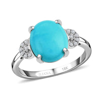 CERTIFIED ILIANA 18K White Gold AAA AMERICAN Natural Sleeping Beauty Turquoise and G-H SI Diamond Ring (Size 10.0) 3.60 Grams 2.70 ctw