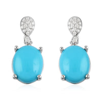 ILIANA 4.25 ctw AAA Natural Arizona Sleeping Beauty Turquoise and Diamond G-H SI Earrings in 18K White Gold 2.70 Grams