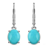 Iliana 18K White Gold AAA Sleeping Beauty Turquoise Lever Back Earrings 2.15 Grams 4.15 ctw