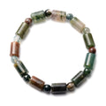 Indian Agate Barrel Shape and Beaded Stretch Bracelet 104.00 ctw - Sticky add to cart bar