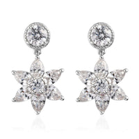 11.10 ctw Platinum Over Sterling Silver Dangling Earrings Made with Zirconia from Swarovski