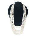 White Shell Pearl and Coconut Shell, Wood Spacer Multi Layered and Beaded Necklace 26 Inches with 15mm Lock - Sticky add to cart bar