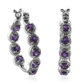 Amethyst Hoop Earrings in Stainless Steel 10 Grams 4.00 ctw - Sticky add to cart bar