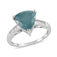 3.20 ctw Grandidierite and Diamond Ring in 10K White Gold (Size 8.0) 3 Grams