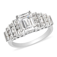 LUSTRO STELLA Made with Finest CZ Ring in Rhodium Over Sterling Silver 6.75 ctw