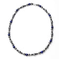 Valentine Special Deal Lapis Lazuli and Hematite Beaded Necklace 22 Inches in Silvertone 25.00 ctw - Sticky add to cart bar