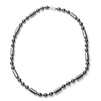 Hematite Beaded Necklace 22 Inches in Silvertone